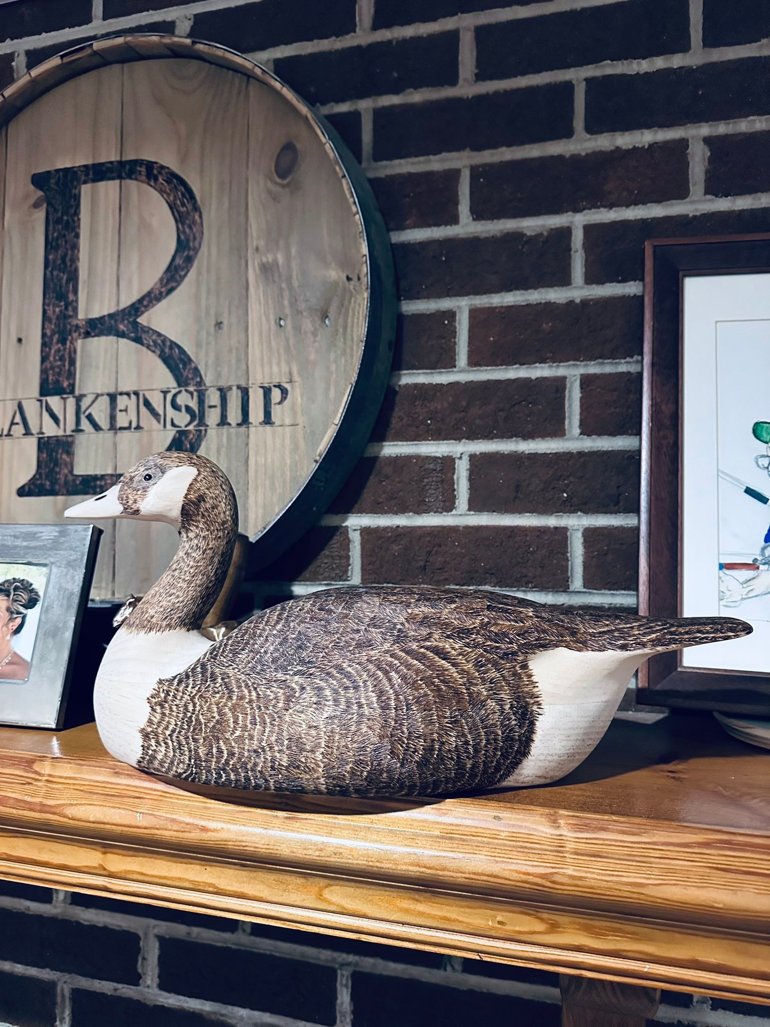 Life-size Canada Goose carving using antique method