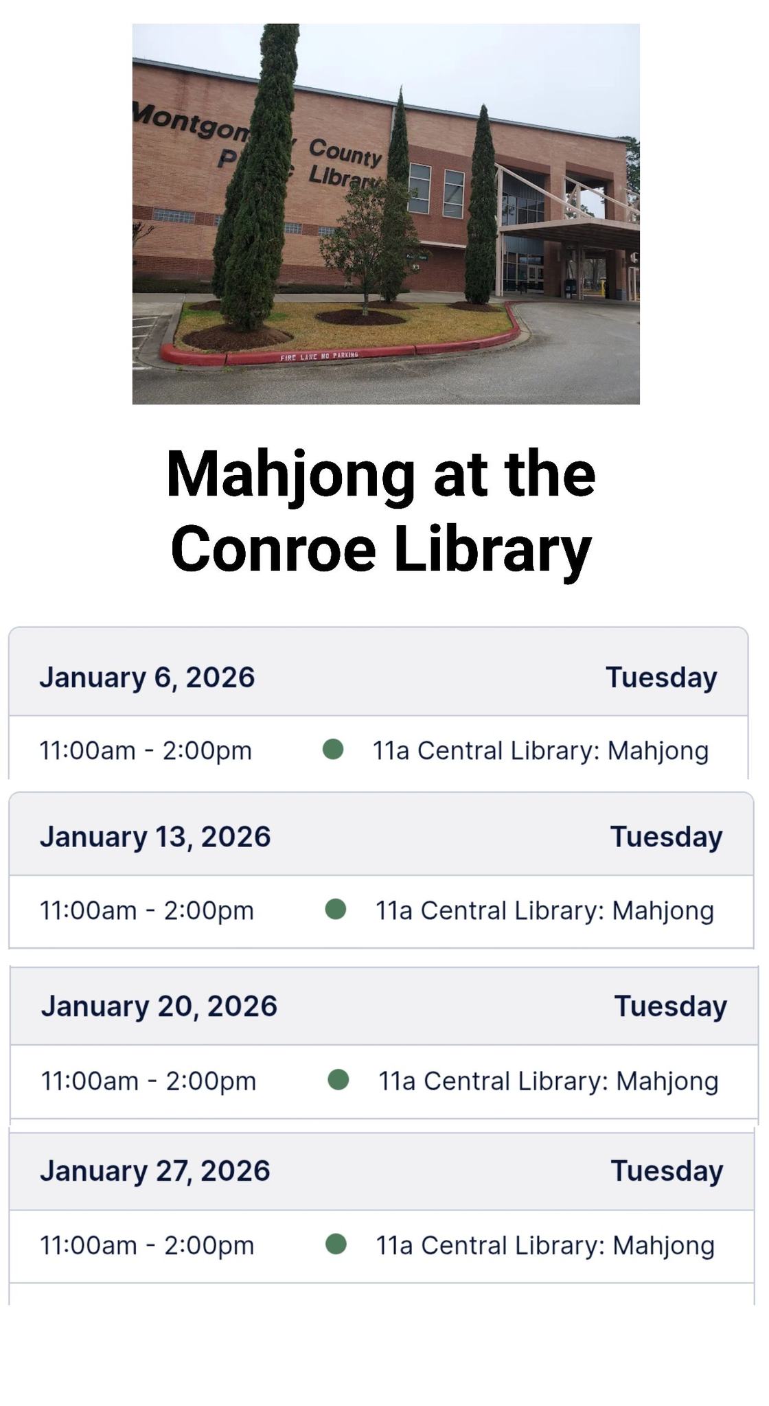 Mahjong - Central Library in Conroe | Facebook
