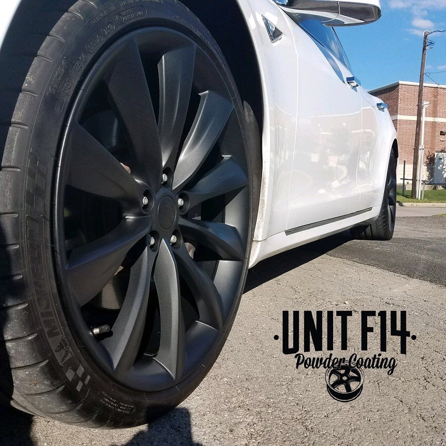 Tesla Model 3 wheels refinished... - Unit F14 Powder Coating
