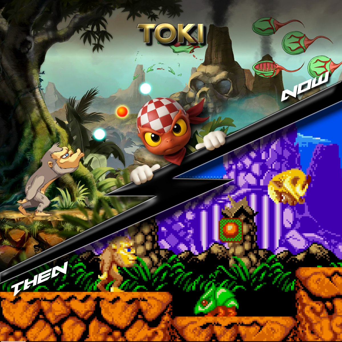 Toki platformer game then and now