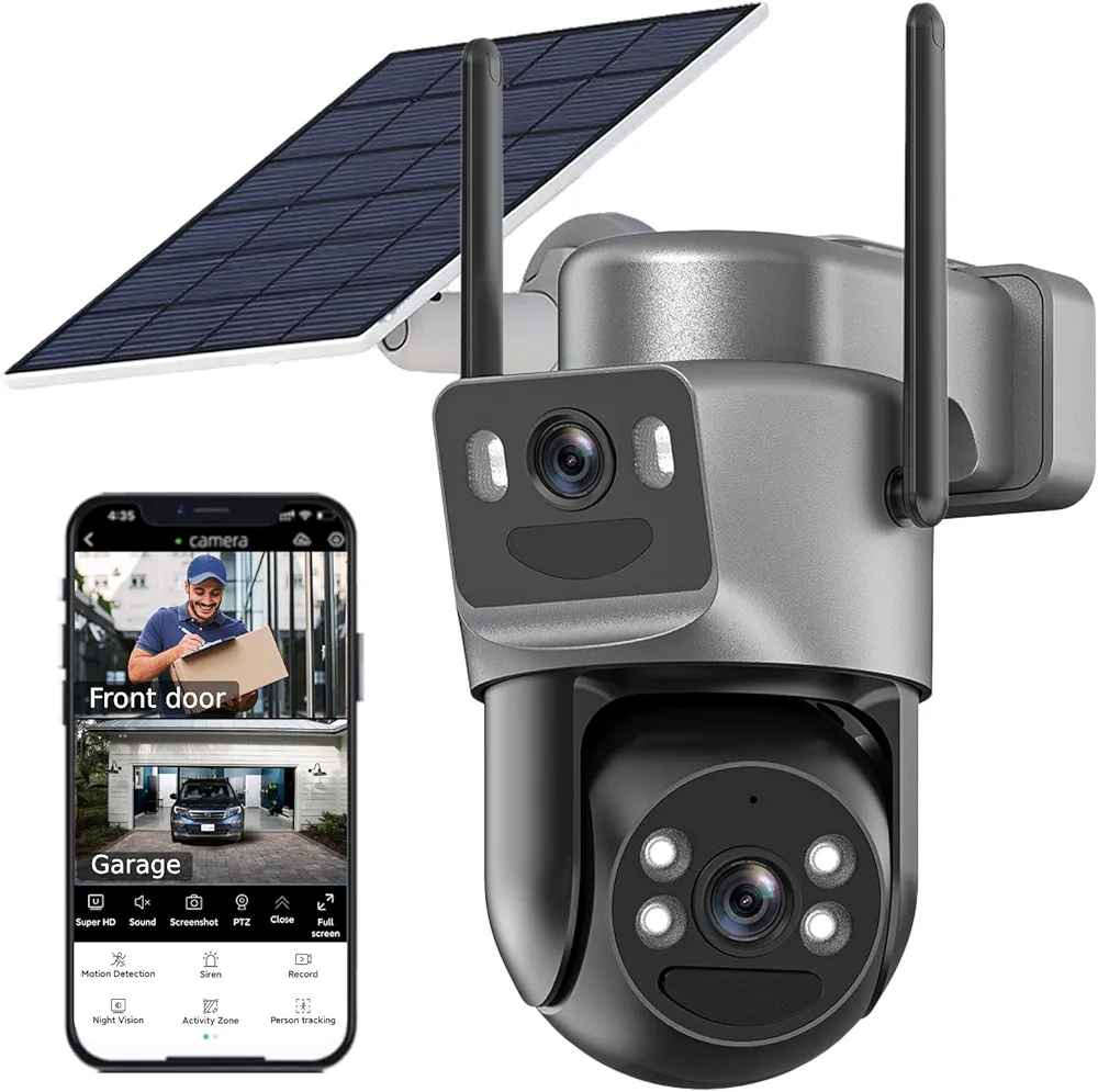 Telecamera WiFi Esterna 4MP PTZ Dual Lens – Visione Notturna Full-Color, Tracciamento Auto, Audio Bidirezionale E Supporto Alexa