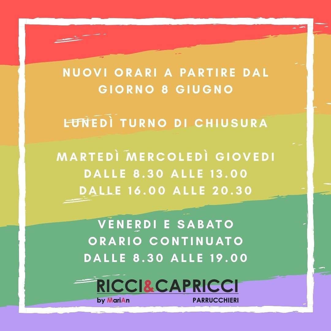 Ricci E Capricci Marian - A partire dal giorno 8 giugno nuovi orari🕗 # ...