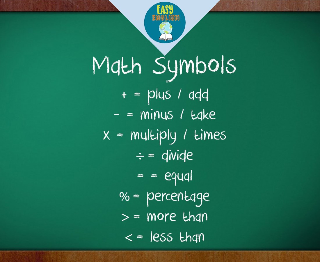 Inglés - Do you like math? Here's some symbols to help... | Facebook