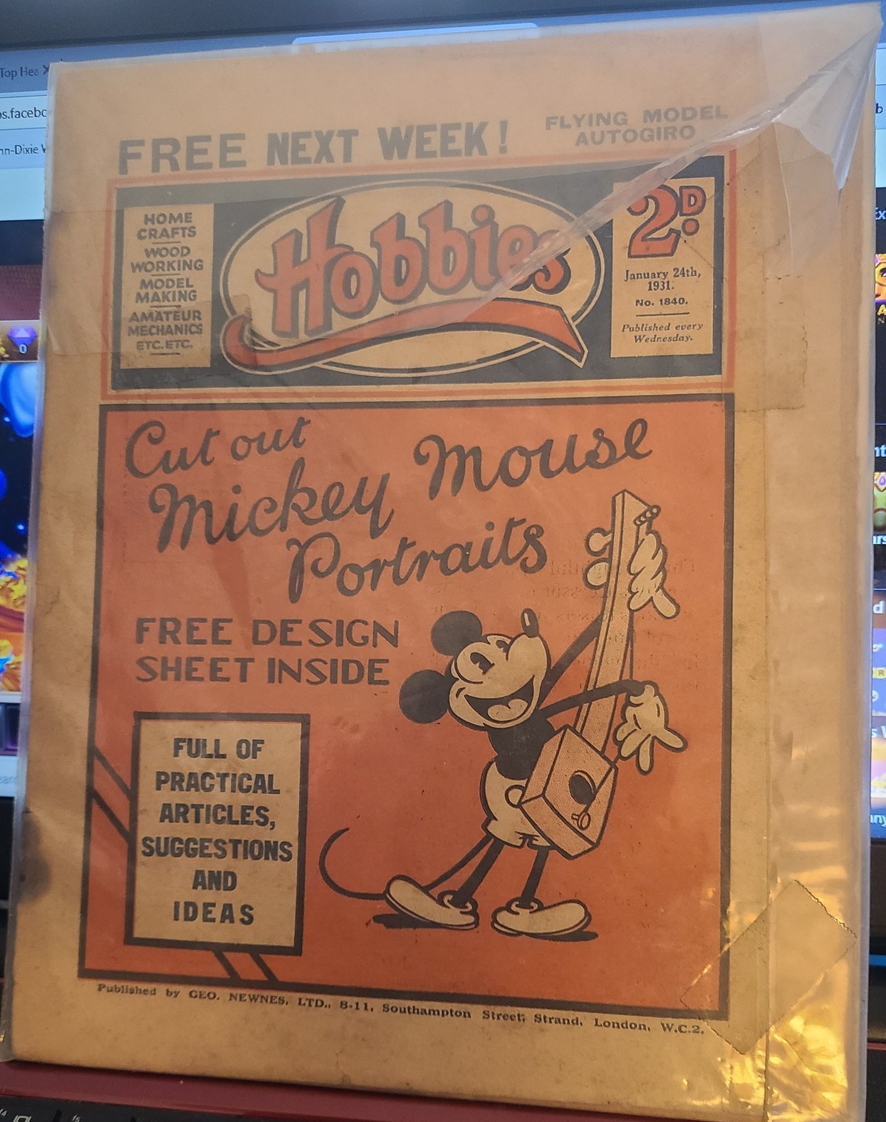 1930's English Hobbies magazine featuring The Mouse himself. .
