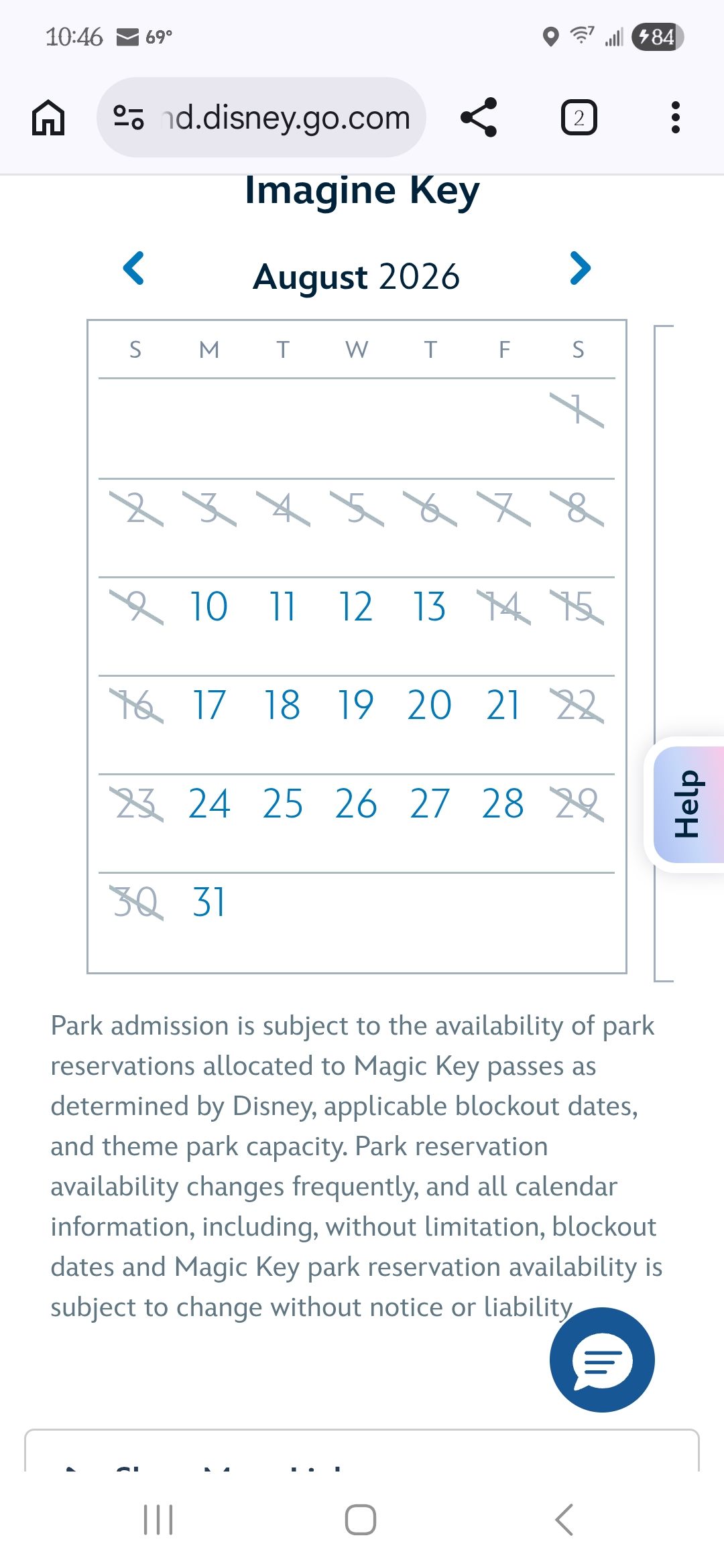 What are blue out dates for Magic Key pass? | Anaheim, CA