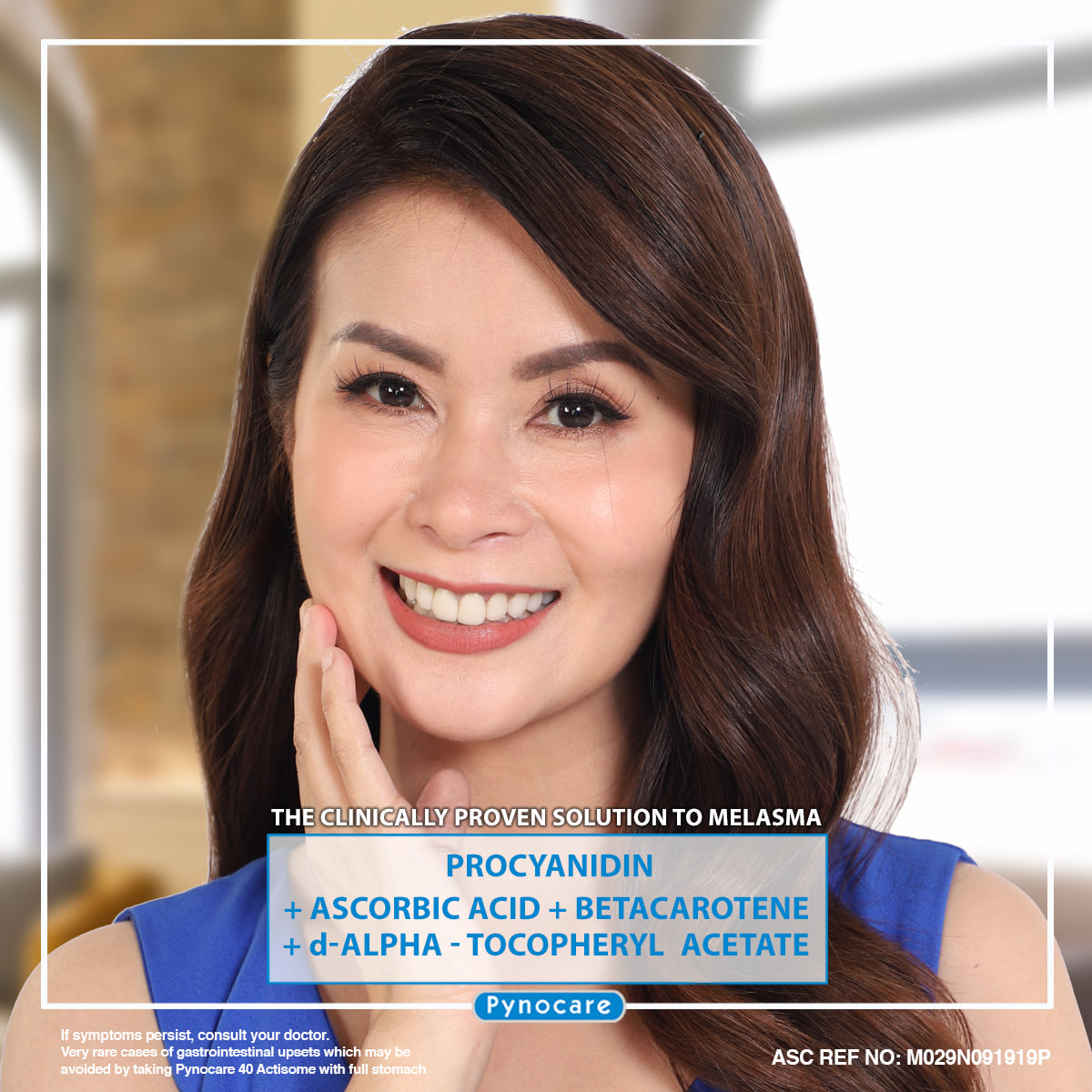 Don't let dark spots stop you from shining your brightest! Lighten dark spots by taking 2 capsules daily in just 8 weeks with Procyanidin+Ascorbic Acid+Betacarotene+d-Alpha-Tocopheryl Acetate (Pynocare). Available in leading drugstores nationwide