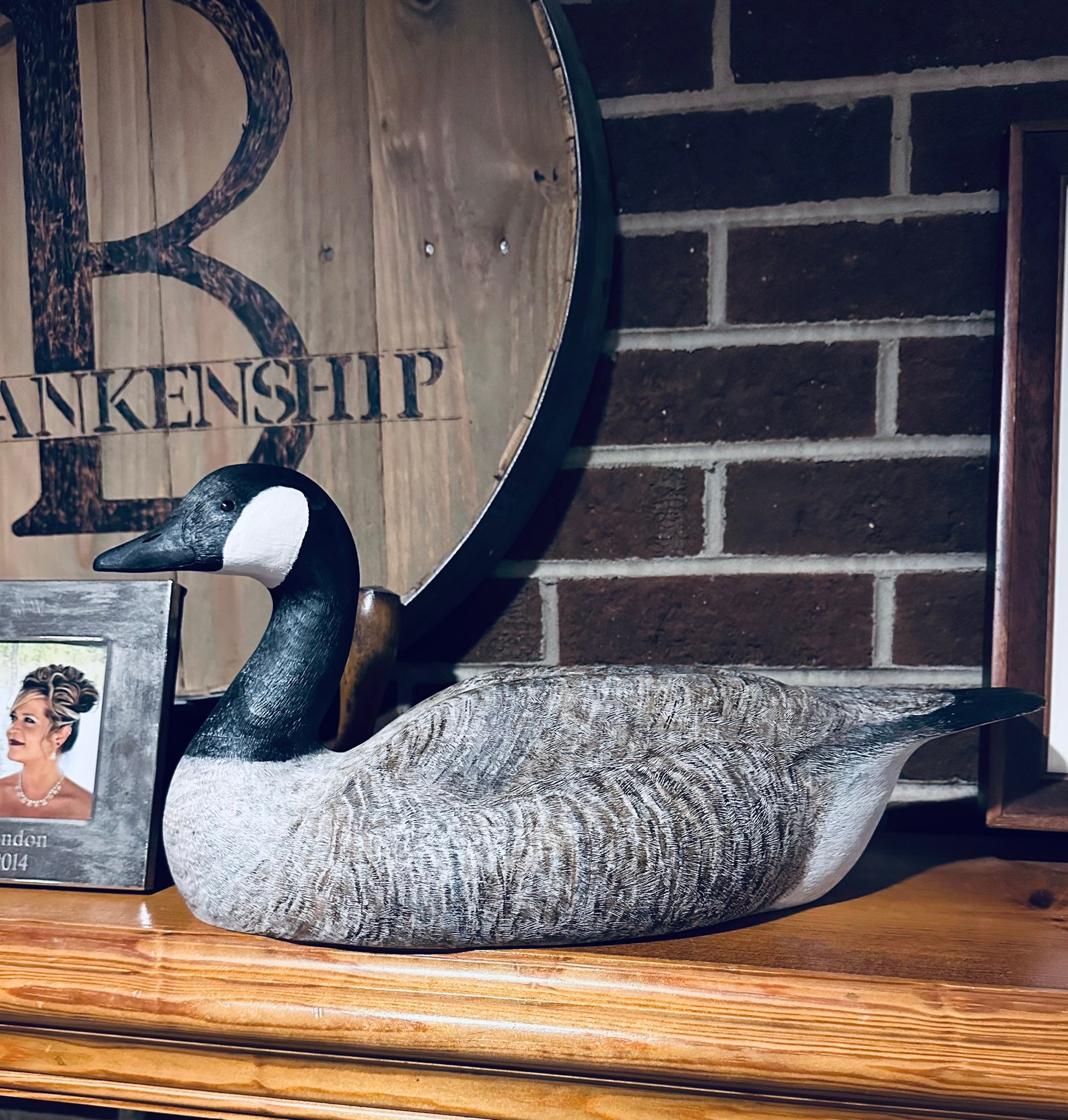 Life-size Canada Goose carving using antique method