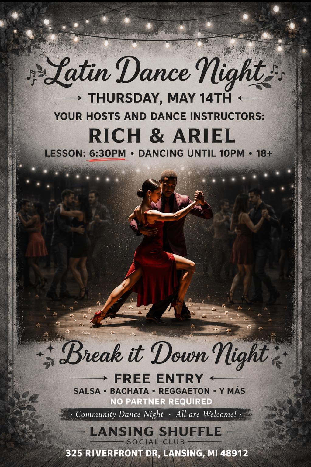 Salsa and bachata dance night at Lansing Shuffle