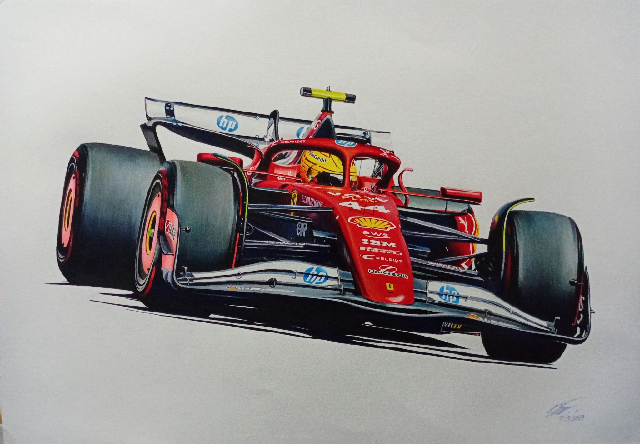 Lewis Hamilton 44 Ferrari drawing