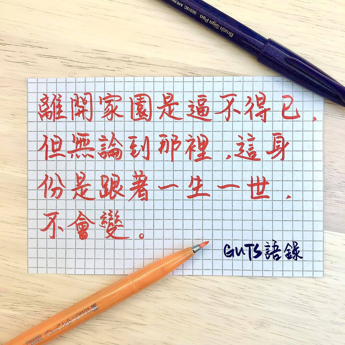 夠薑！Guts - 香港是我家，怎捨得失去她？ #Guts語錄 #書法 #語錄 #writing #鋼筆 #楷書...