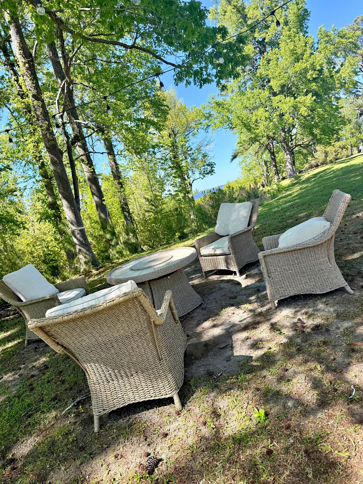 Outdoor Wicker Patio Set w/ Fire Pit Table - Outdoor Furniture Sets ...