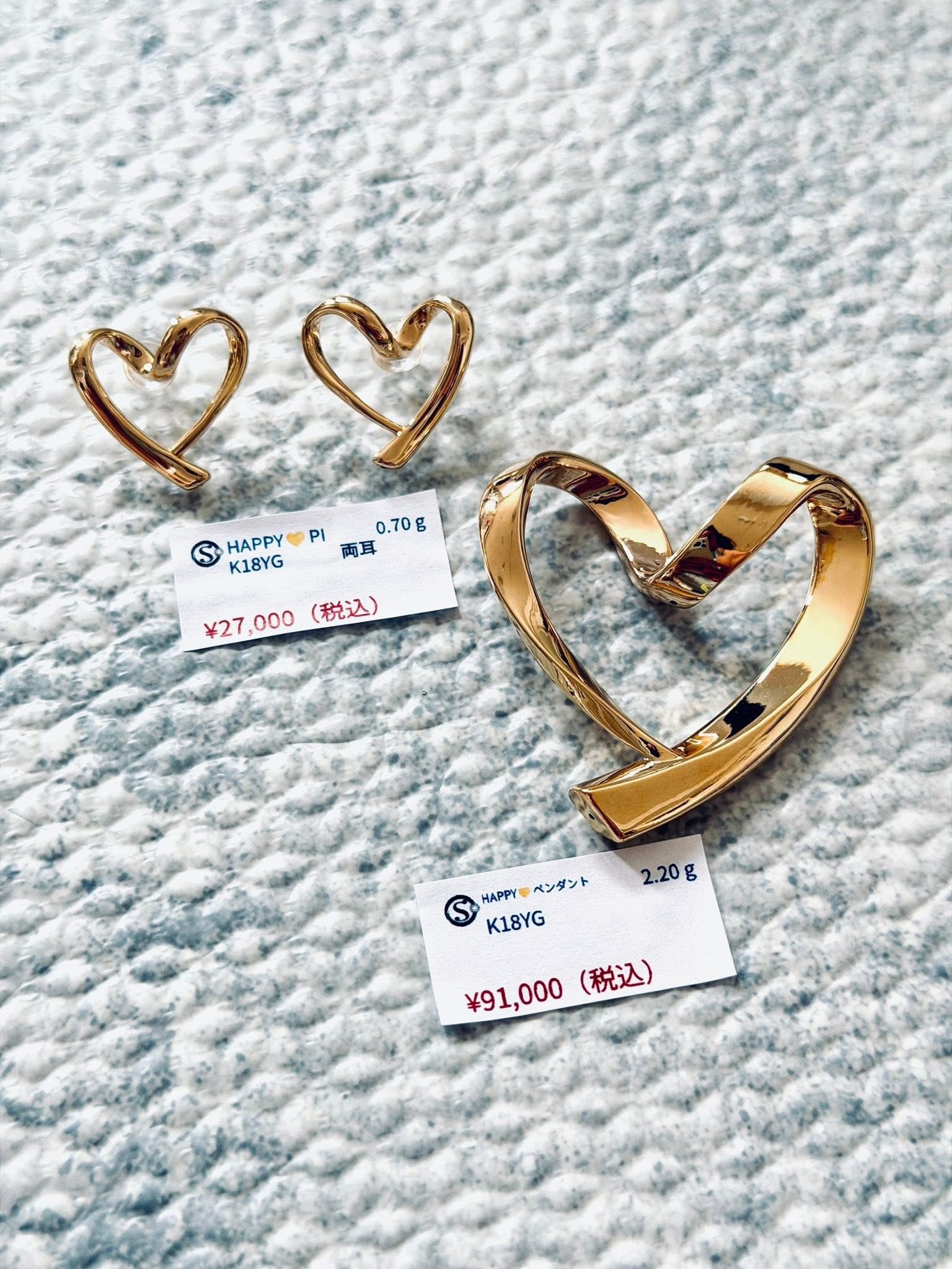POPULAR HEART EARING K18YG 1.920gms