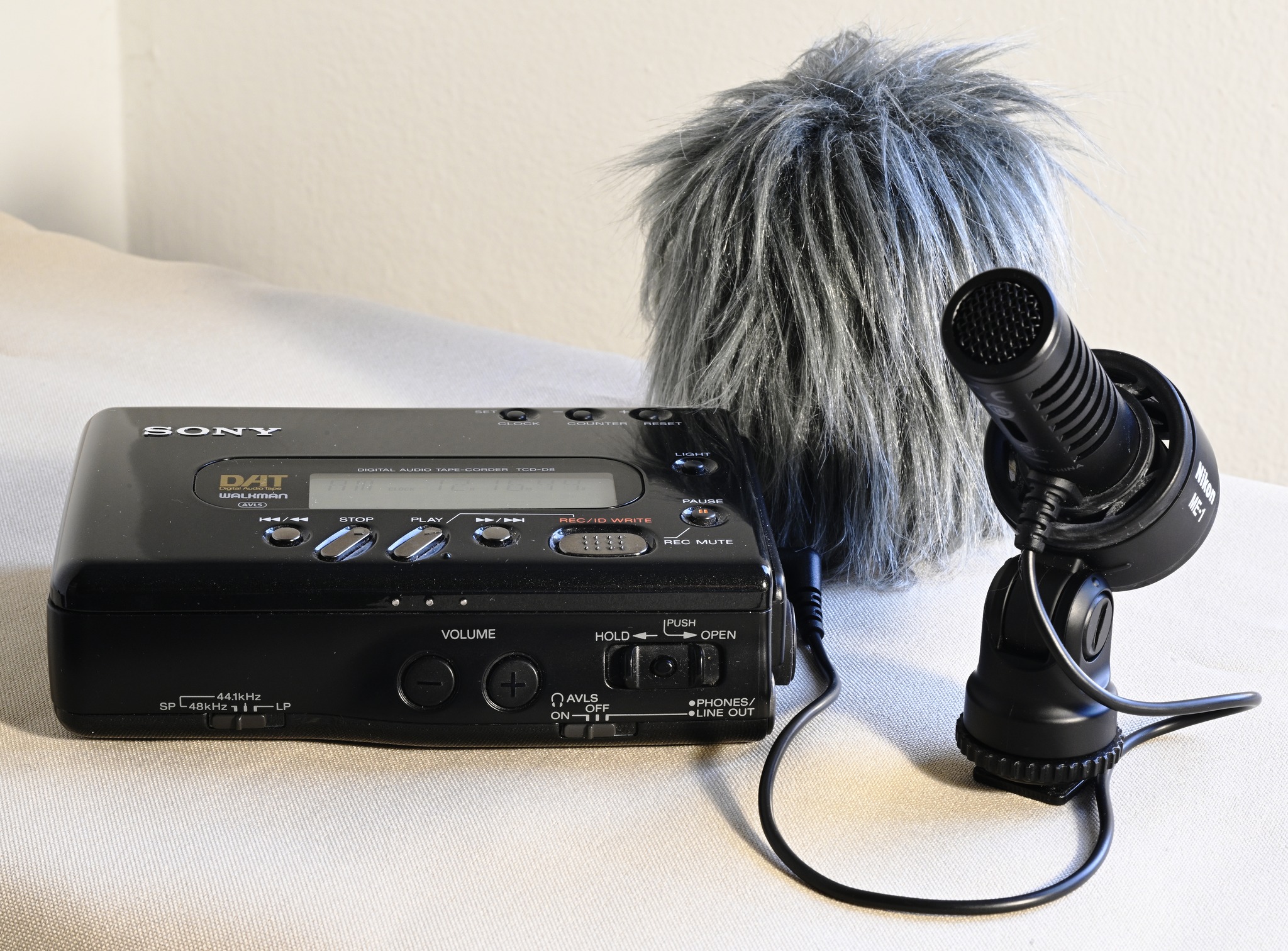 Using a Sony D-8 DAT Walkman with a Nikon utility microphone