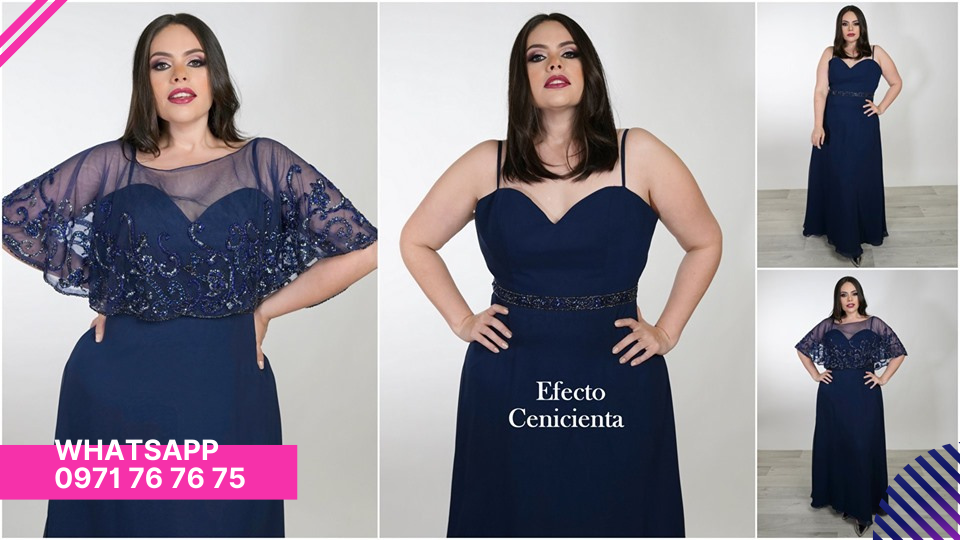 Efecto Cenicienta 😍 Muy Chic Vestido azul noche con capita