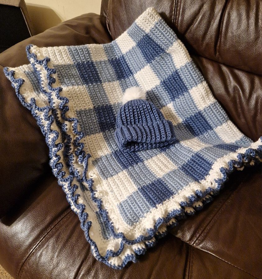 BABY BLANKET GINGHAM ブランケット (ブルー/F) Baby Buggy Blanket