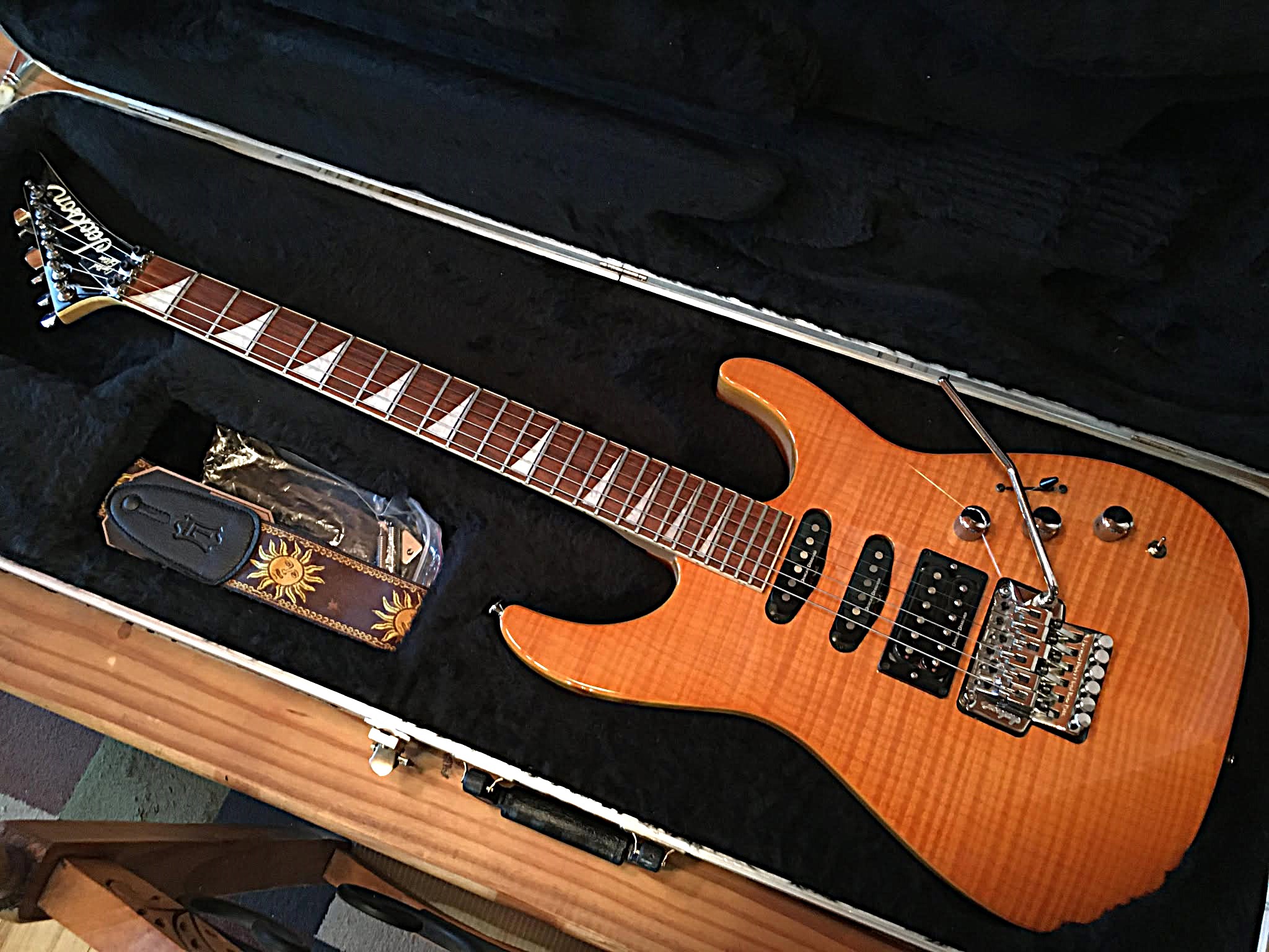 2002 Jackson DK2FS Firestorm guitar in transparent amber