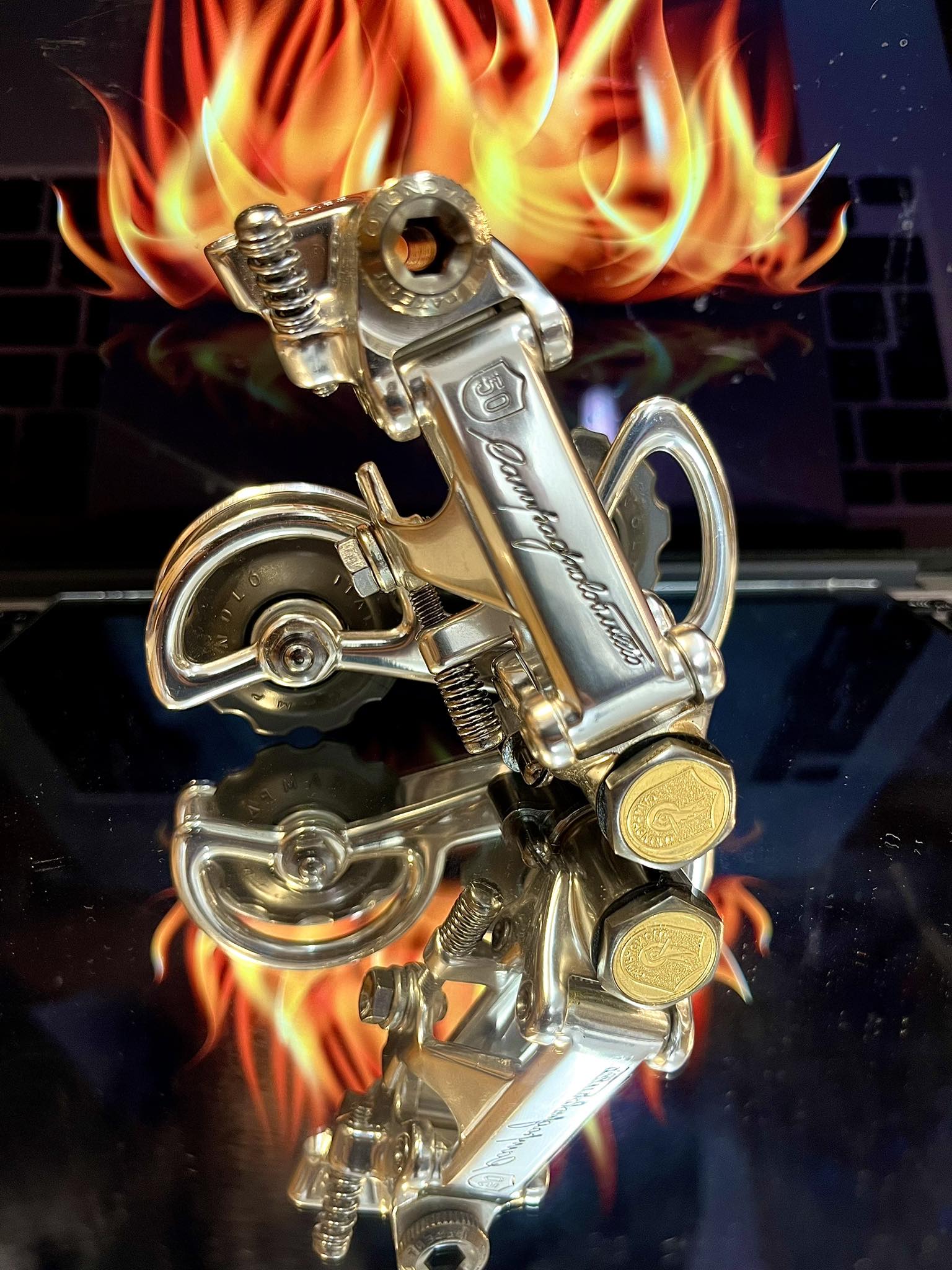 CAMPAGNOLO RECORD キャリパーブレーキ ゴールドアルマイト Campagnolo 1983 Super Record brake set gets blinged #campagnolo