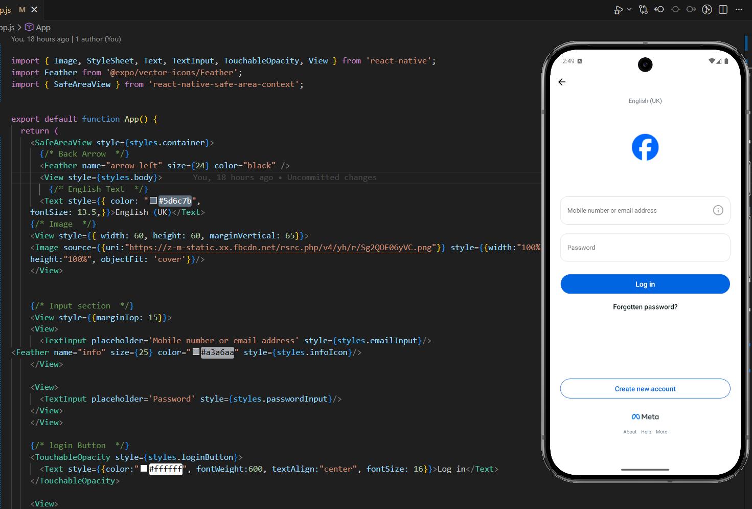 React Native Developers | Day 0016: Design to Code - Facebook Login ...