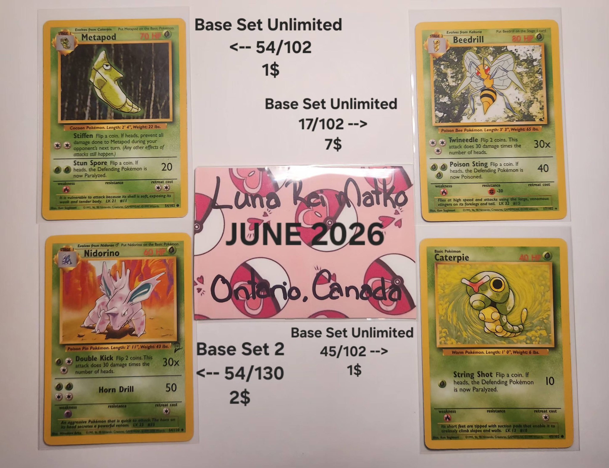 1996 nintendo pokemon cards Card Caterpie Metapod Butterfree Old Back Japane Before Base Set: The First