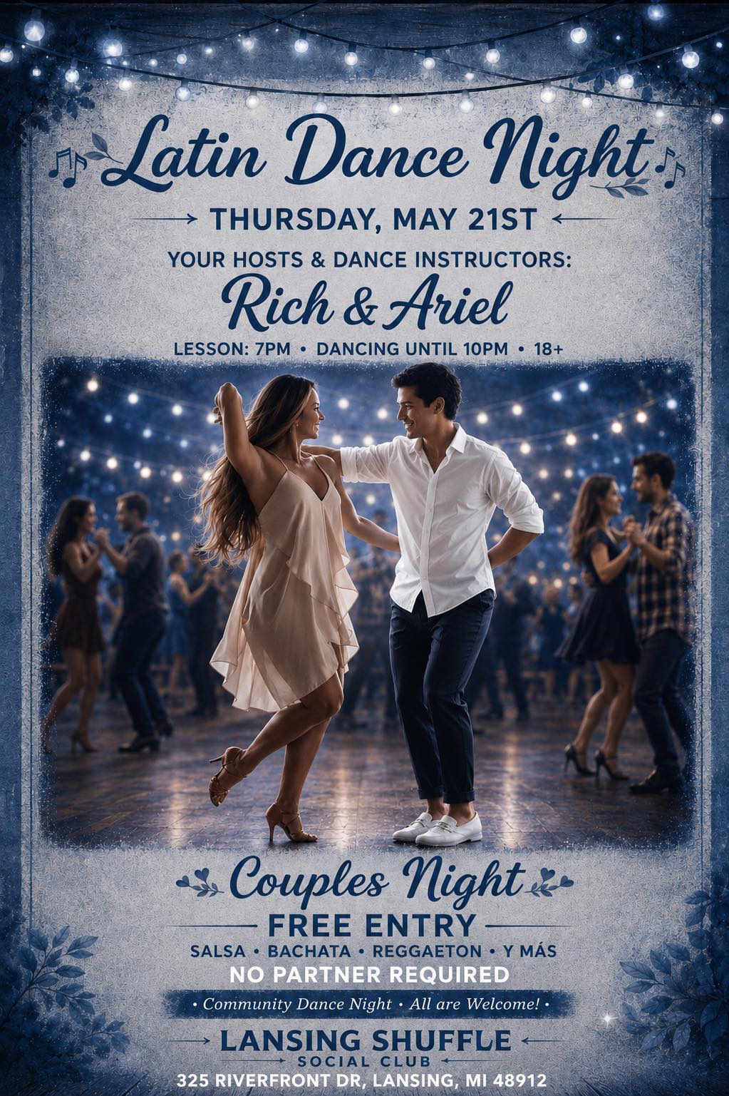Salsa and bachata dance night at Lansing Shuffle