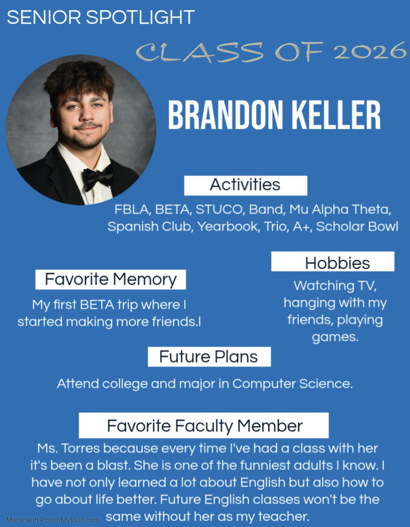my spanish teacher wears green dresses in spanish Senior Salute – Brandon Bowdoin – Class of 2026! Let's hear from Brandon: 