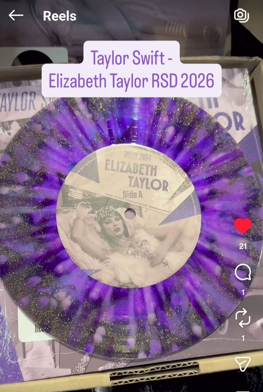 Taylor Swift's Elizabeth Taylor vinyl record revealed