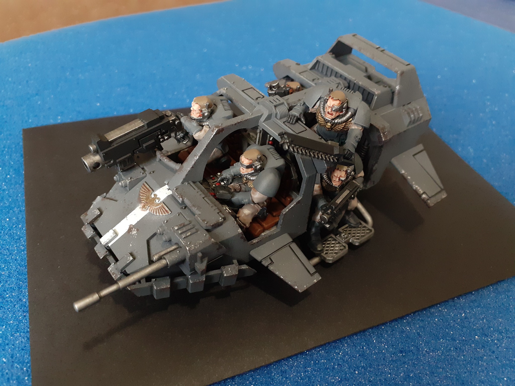 Weathered Land Speeder Storm model from Warhammer 40K