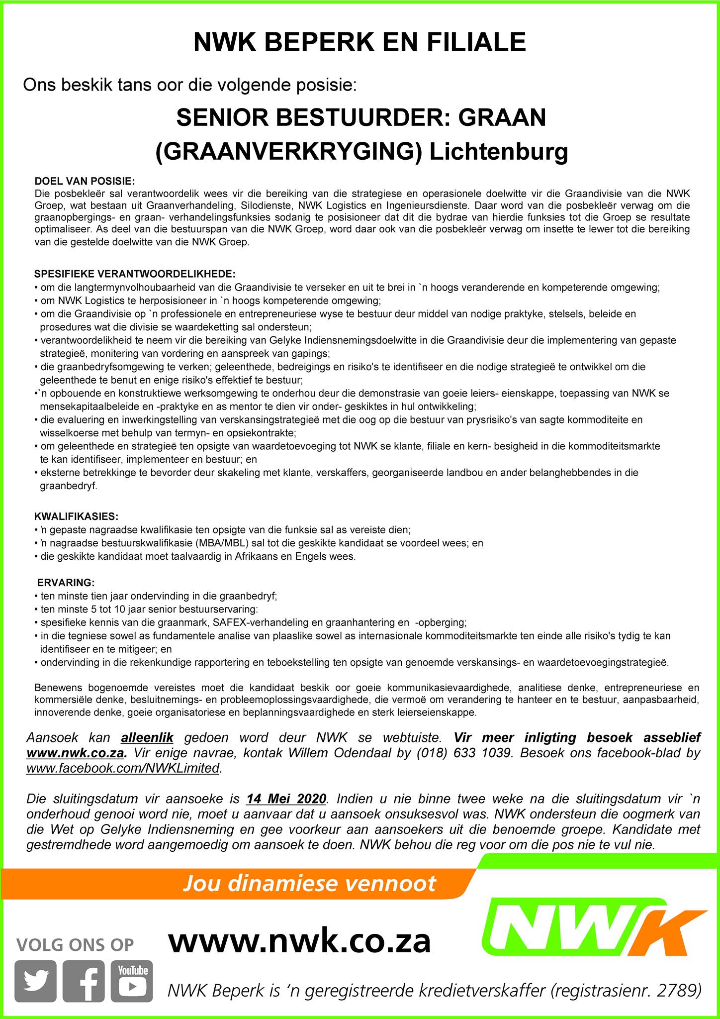 NWK Limited - NWK het die volgende pos beskikbaar. As jy... | Facebook