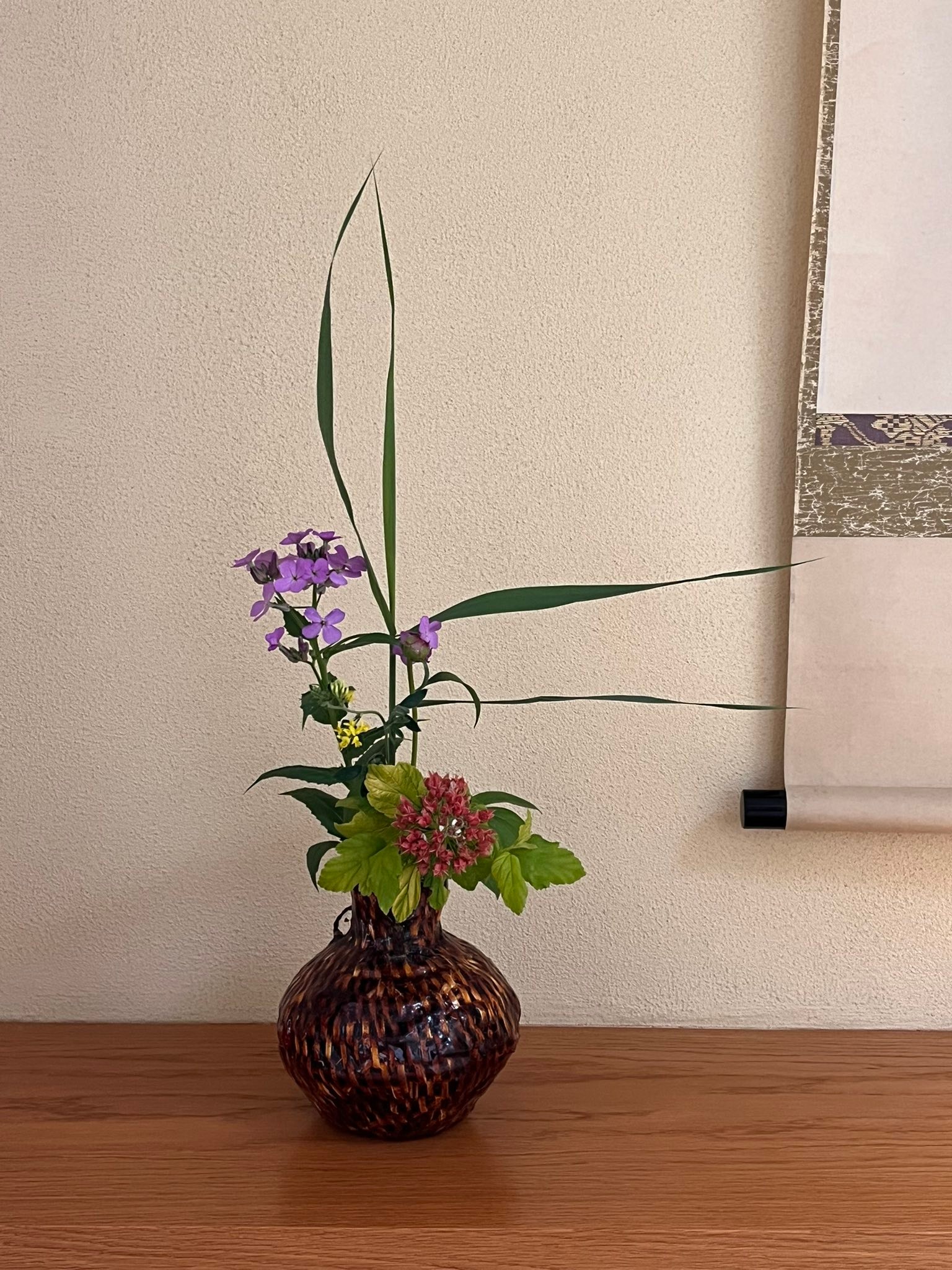 Traditional Japanese tea ceremony chabana arrangement with Rikyu's