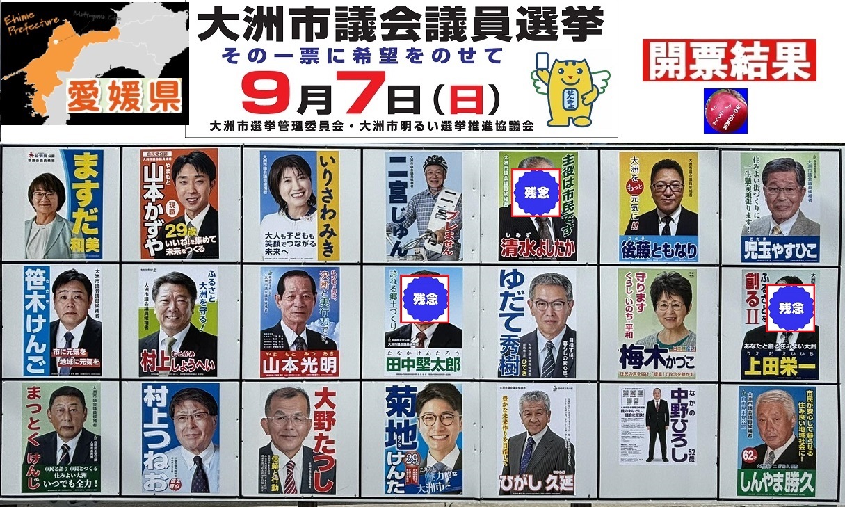 大洲 市議会 議員 選挙 結果