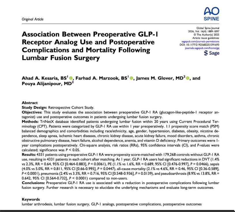 Patients taking preoperative #GLP1 receptor agonists before #BariatricSurgery had similar 12-month outcomes to patients not taking these medications, despite higher rates of diabetes before surgery. These findings suggest that preoperative GLP-1 receptor