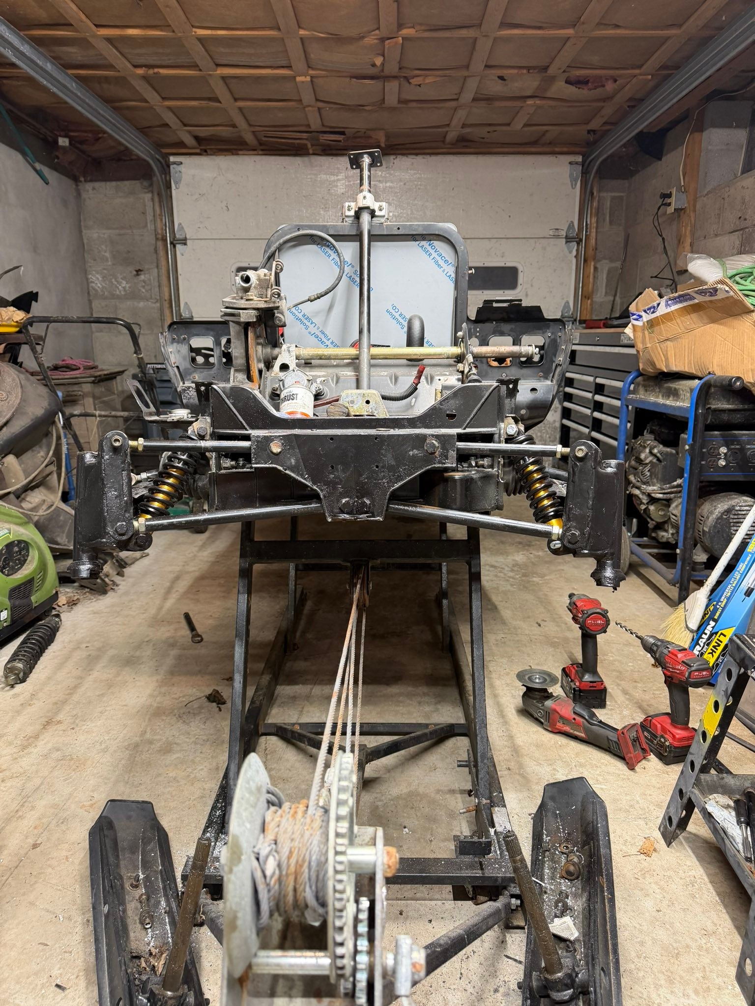 Converting Polaris XC600 to watercross sled with front suspension