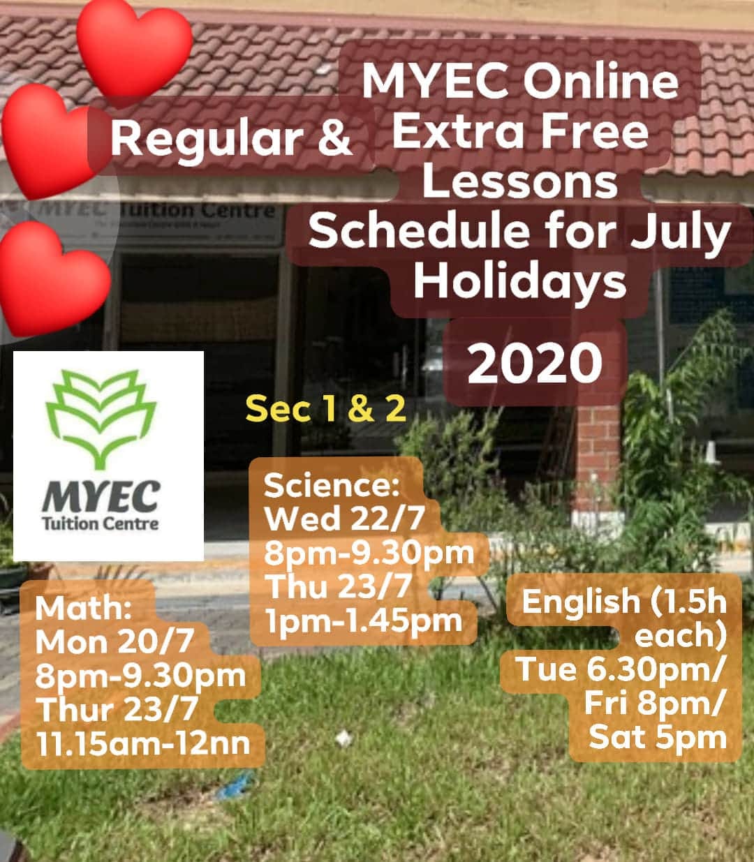 S1/S2 Regular & EFL Schedule for... - MYEC Tuition Centre
