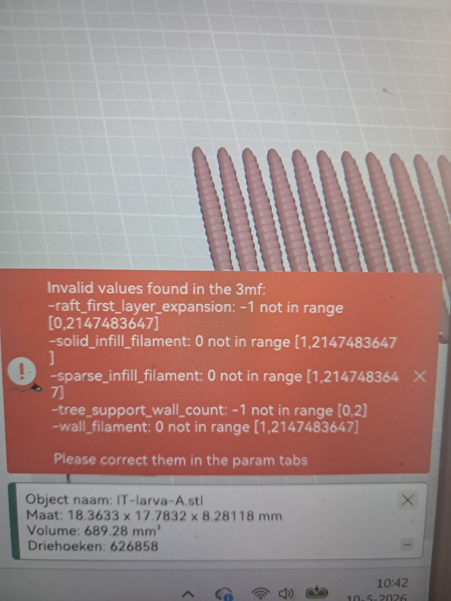 What do invalid 3mf file values mean in Snapmaker Orca?
