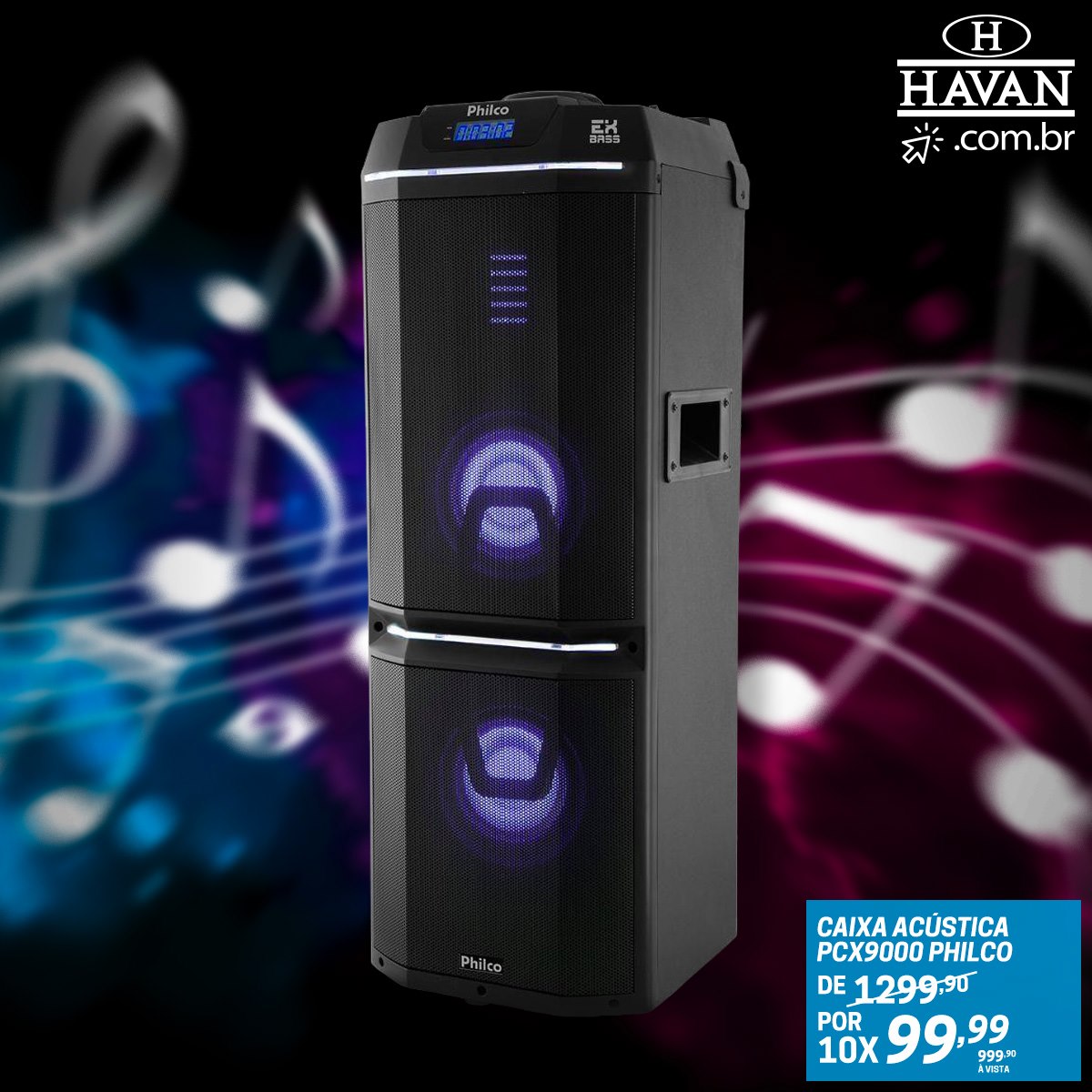 A caixa acústica Philco PCX 9000 oferece conexão Bluetooth