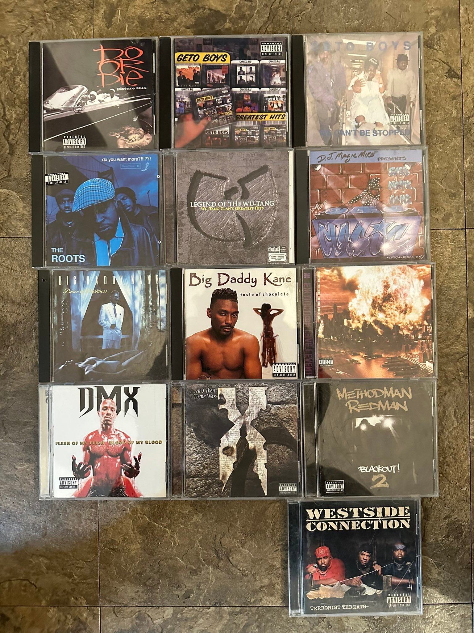 Hip hop CD and cassette collection from 80's and 90's