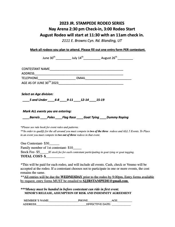 San Juan Jr Stampede Rodeo Series | Blanding UT