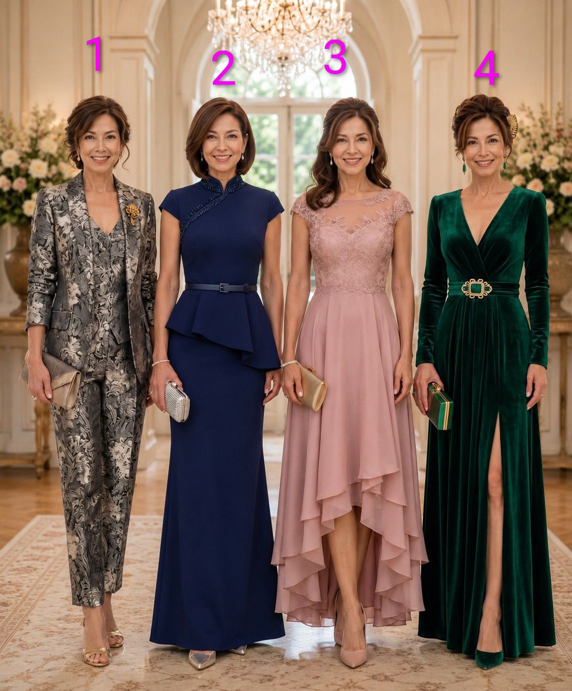 What dress style suits a 45 year old woman for a wedding?