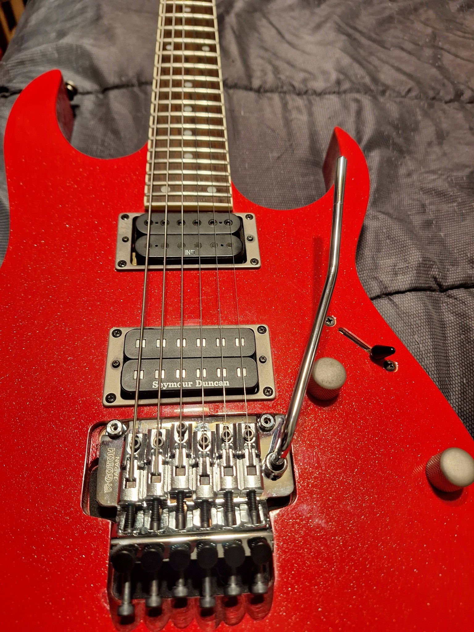 Modified Ibanez guitar with Gotoh bridge and Seymour Duncan pickup
