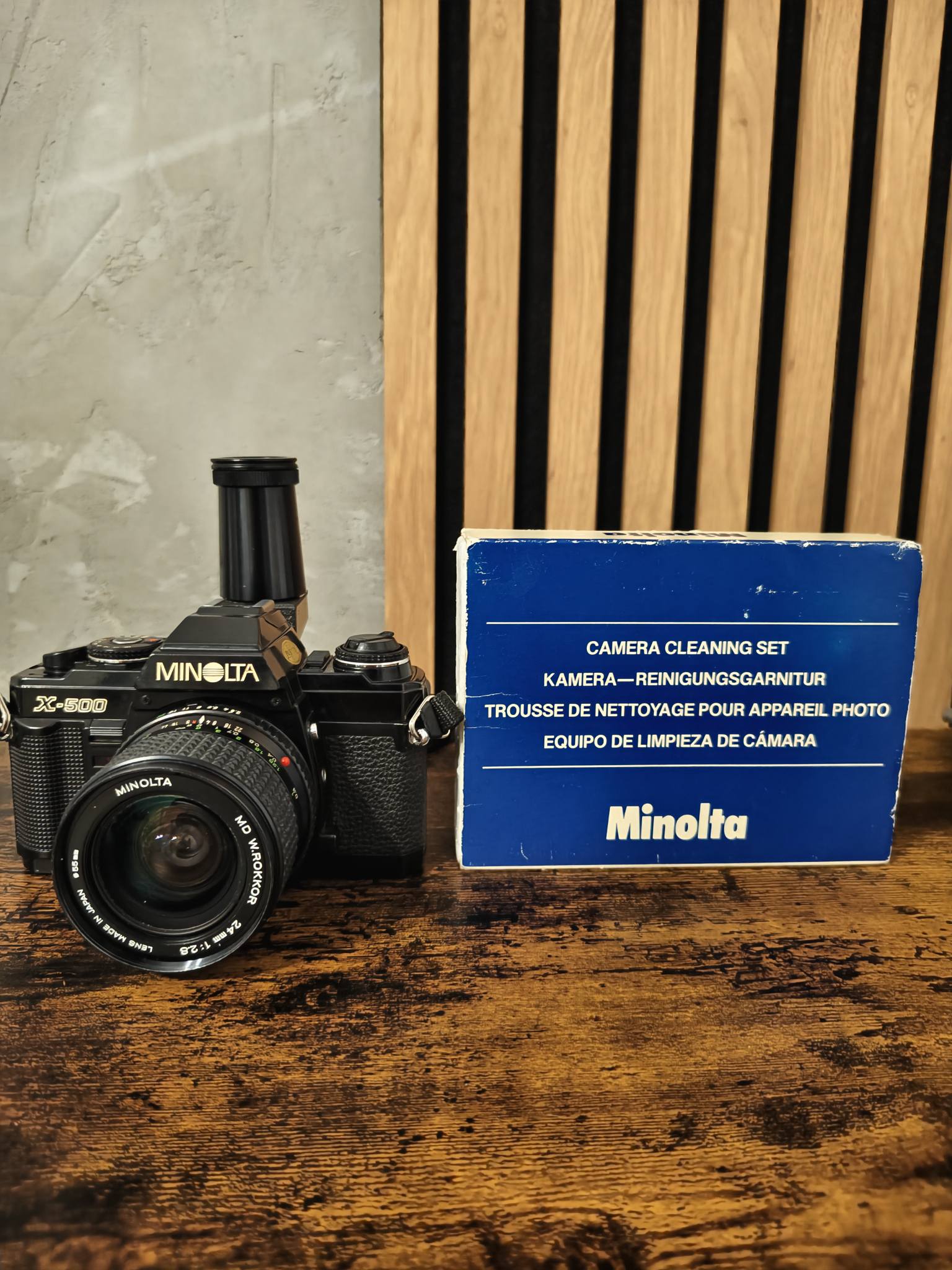 Minolta X-500 camera with Motor Drive MD-1 and 35-70mm lens