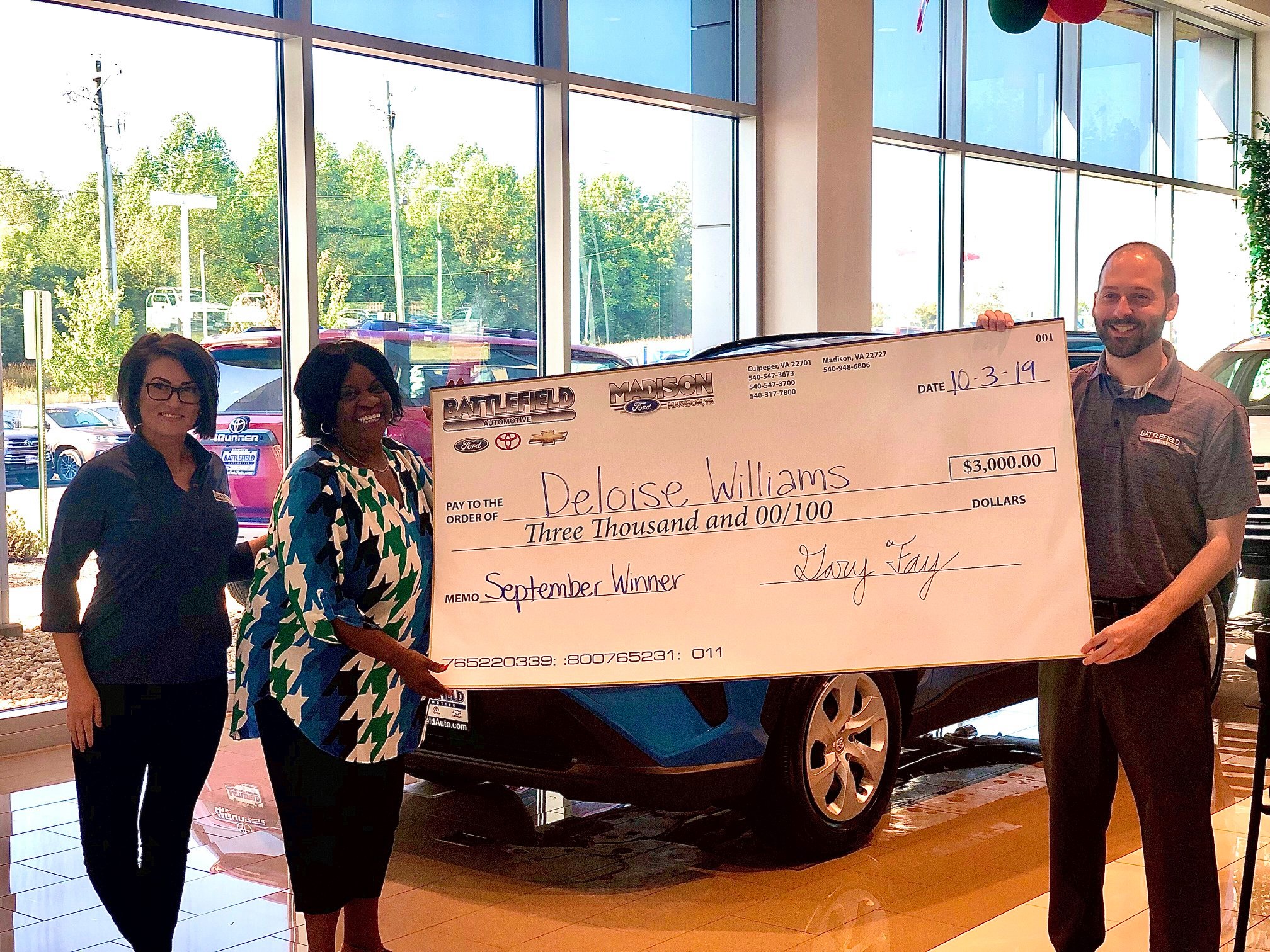 Congratulations to Deloise... - Battlefield Ford Culpeper