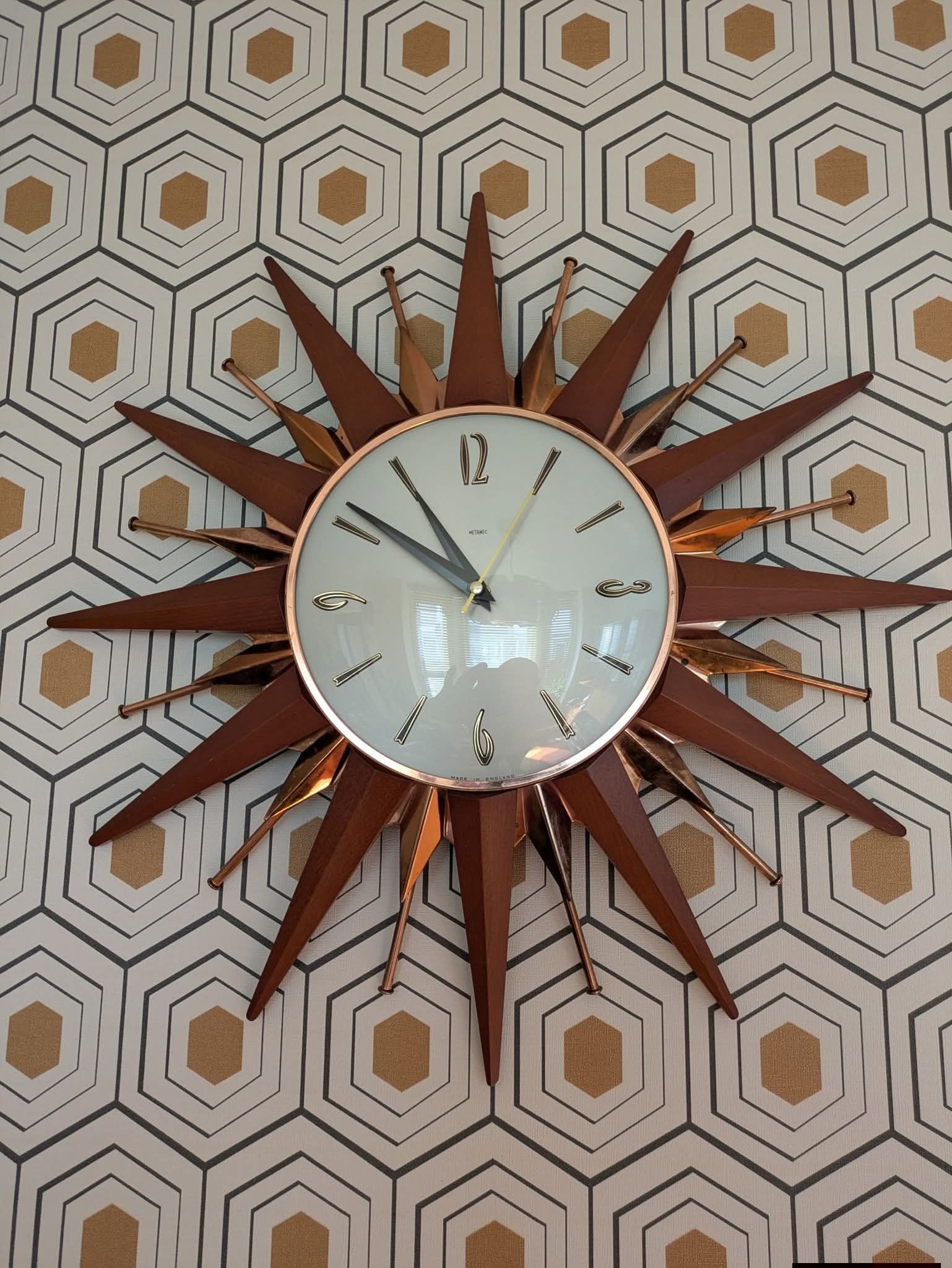 Where to find 1960s Anstey and Wilson teak star burst clock?