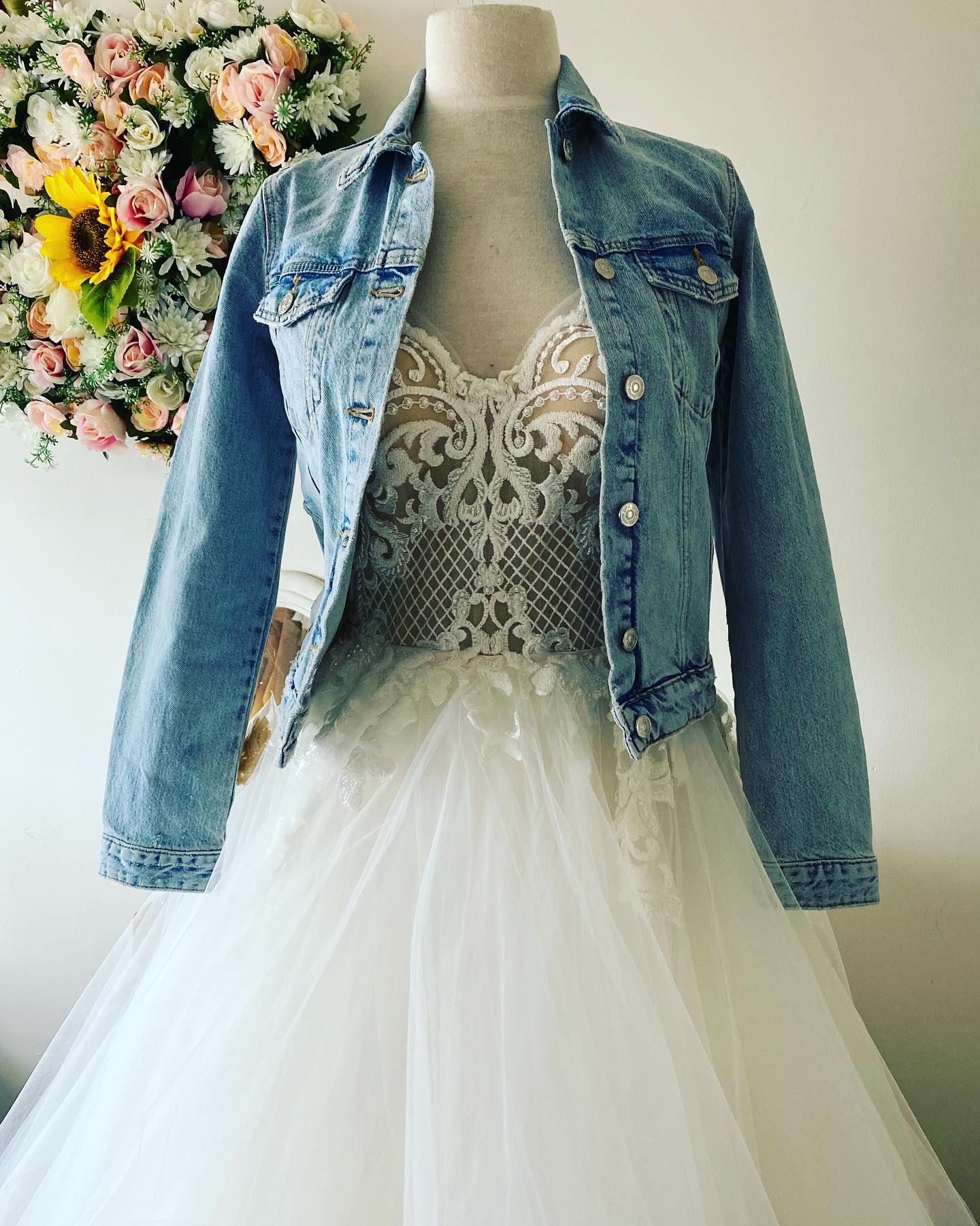 wedding dress denim jacket I'm at a stage where everyone around me is getting married and here I am obsessing over the Justice by Chotobhai jackets Bridesmaid Color:Black-White Gingerpop jackets are a YCRF_Clothing BLUE MORPHO - BIBIAN