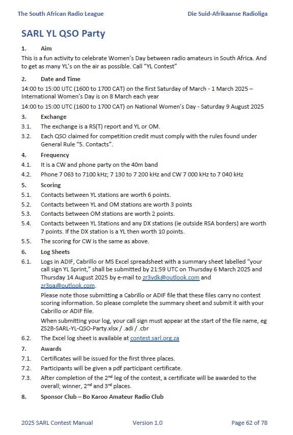 HARC | SARL YL QSO Party takes place this Saturday 1st March 2025 from ...