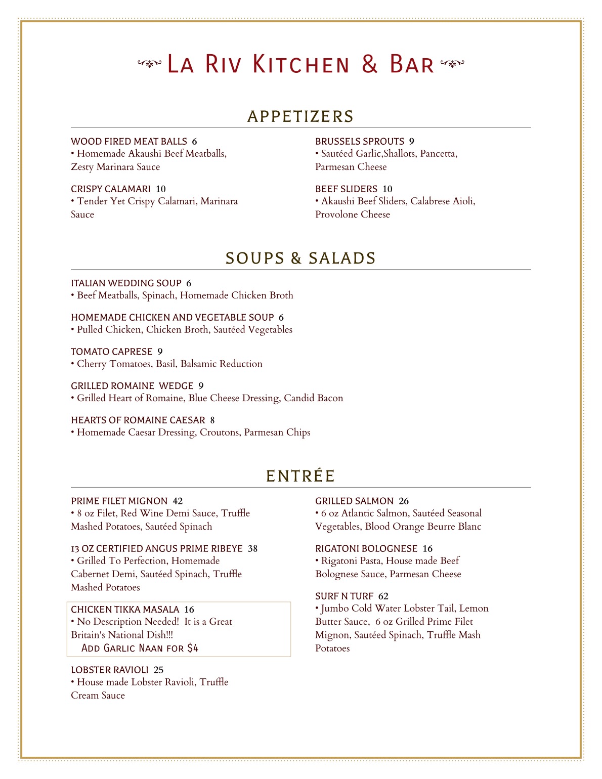 La Riv is serving fantastic menu... - 3WEST Alehouse & Grill