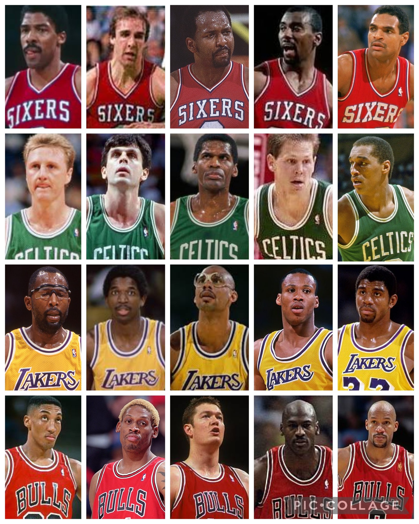 NBA starting lineups of the 80s and 90s
