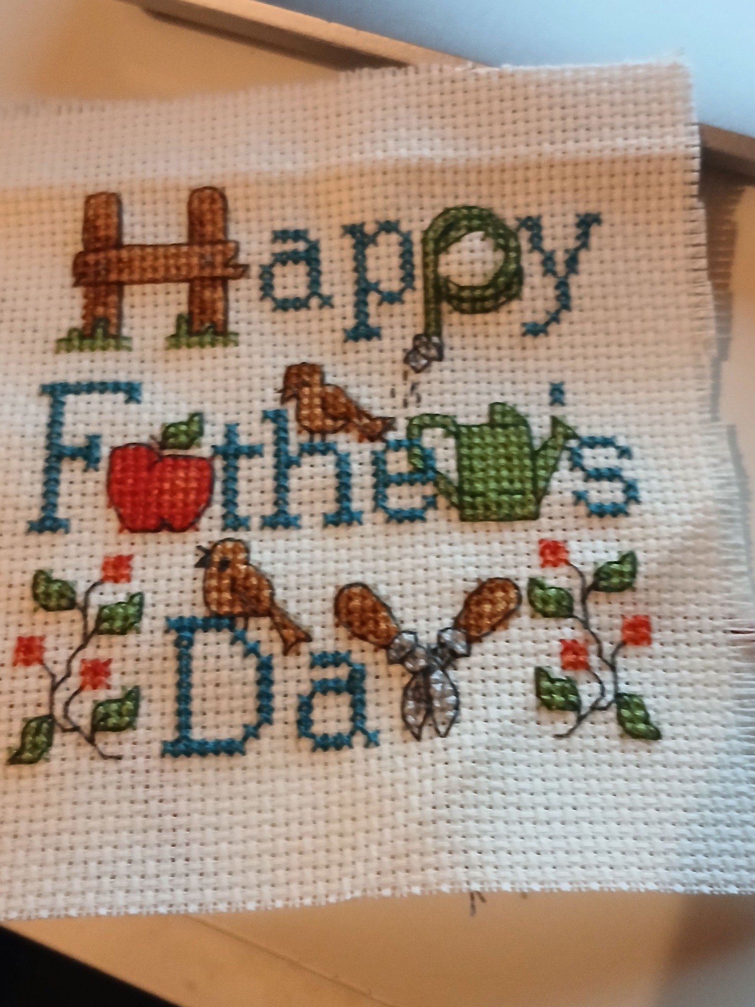 Cross stitch Happy Father's Day garden theme picture