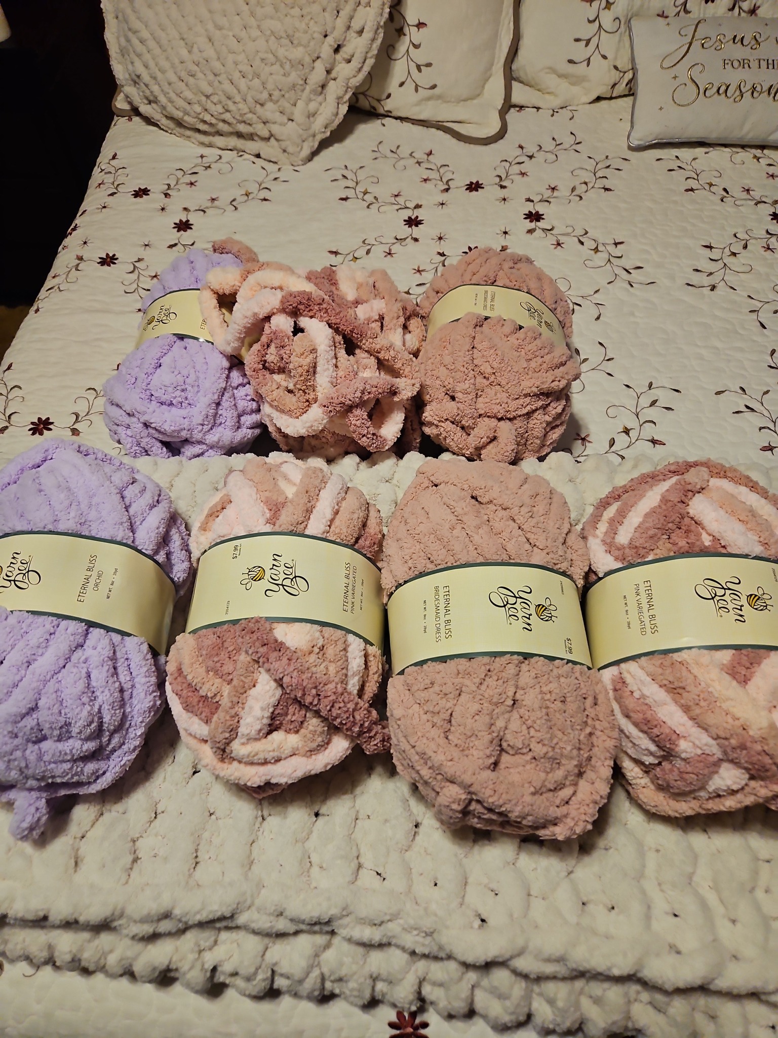 Making 8th baby blanket with 100% cotton yarn in orchid