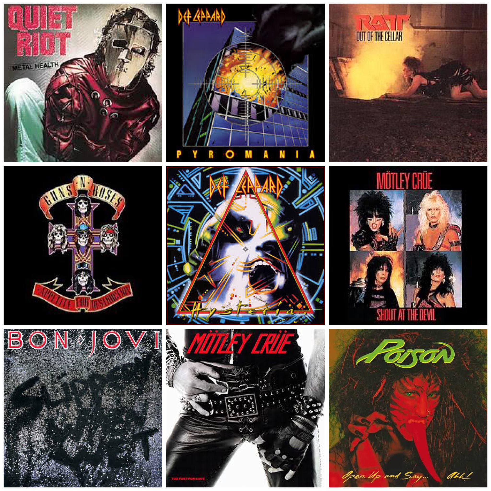 Pyromania and Appetite for Destruction as most influential albums