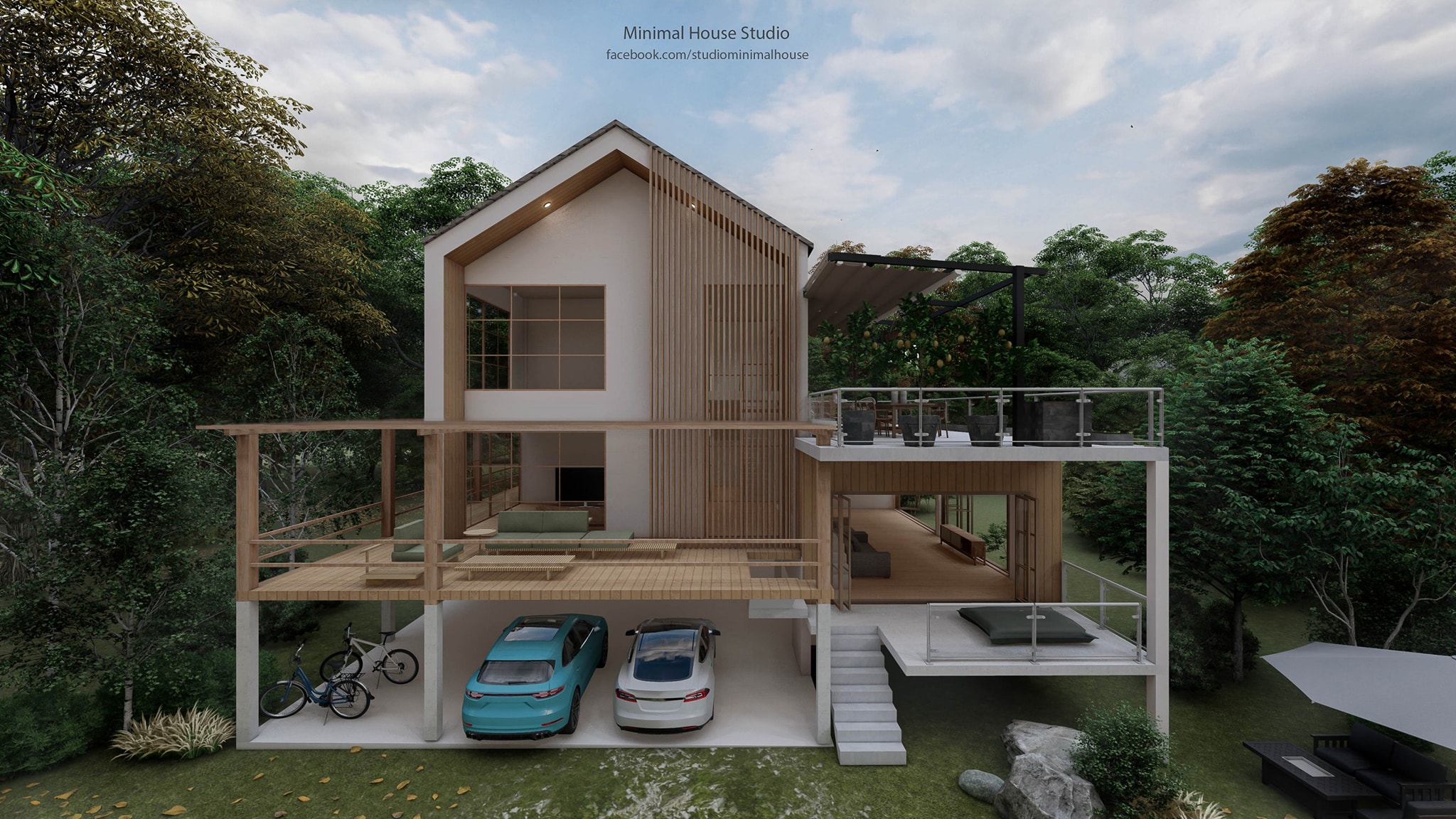 ผลงานการออกแบบล่าสุดบ้านสไตล์ Minimal Nordic เล่นระดับแบบมีชั้นลอย Roof ...